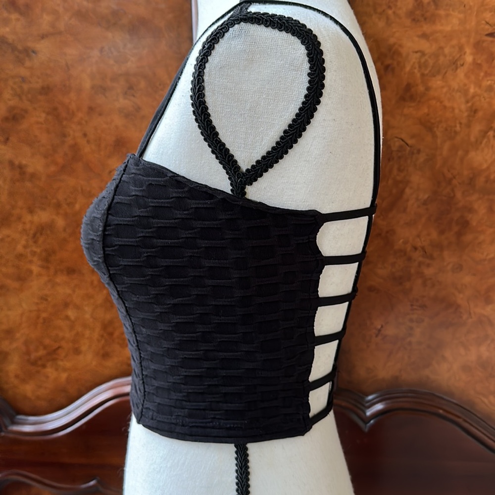 Tela Black Cage Back Crop Top